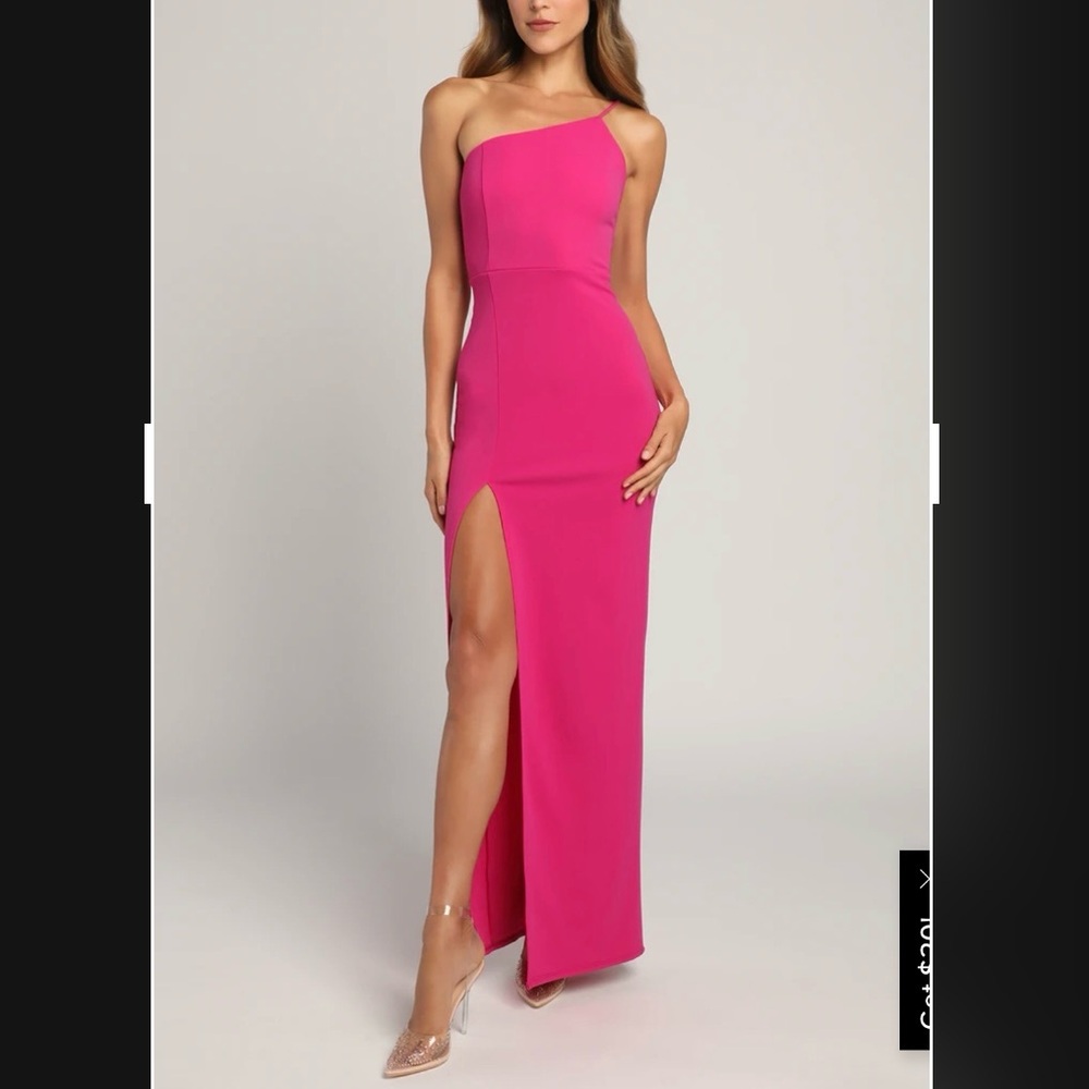 Keeper of My Heart Magenta One-Shoulder Maxi Dress